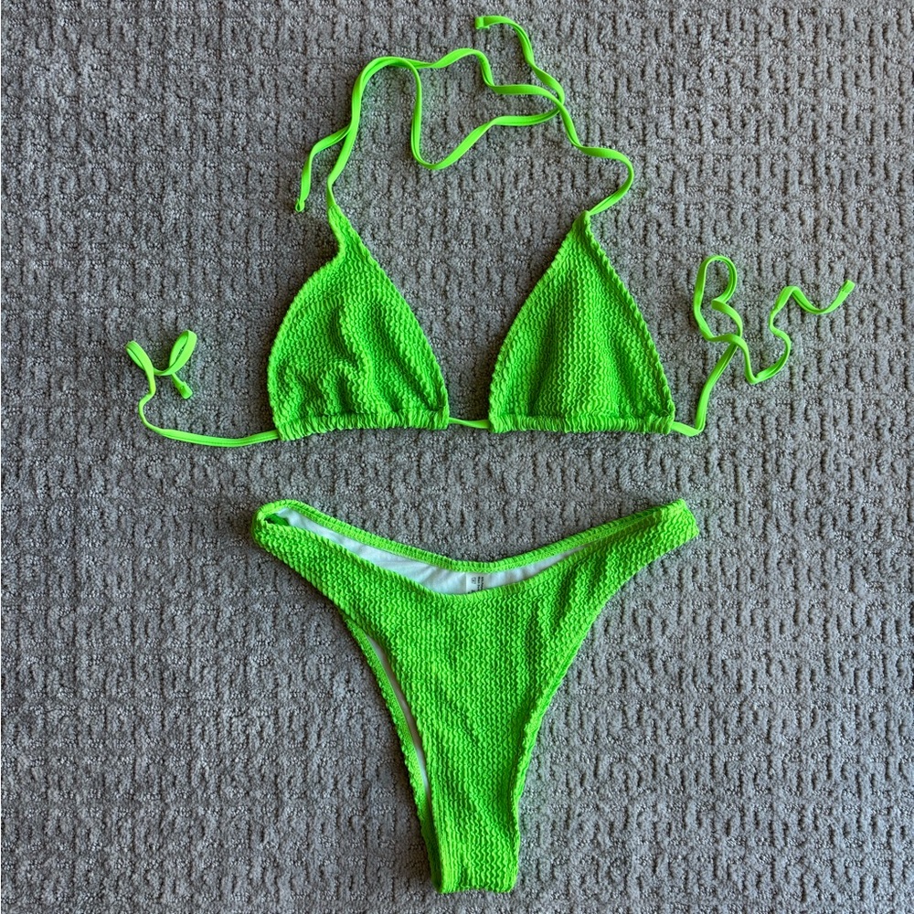 Textured Neon Green Bikini
